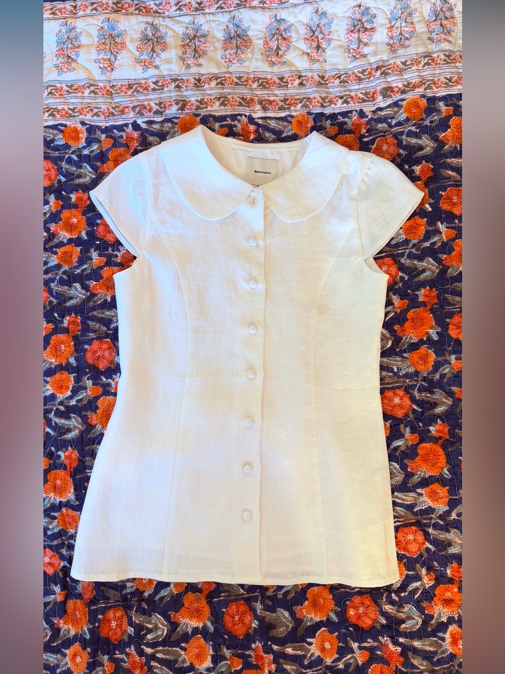 Reformation Molly Linen Shirt In White, BRAND NEW WITHOUT TAGS, NEVER WORN. - Picture 9 of 14